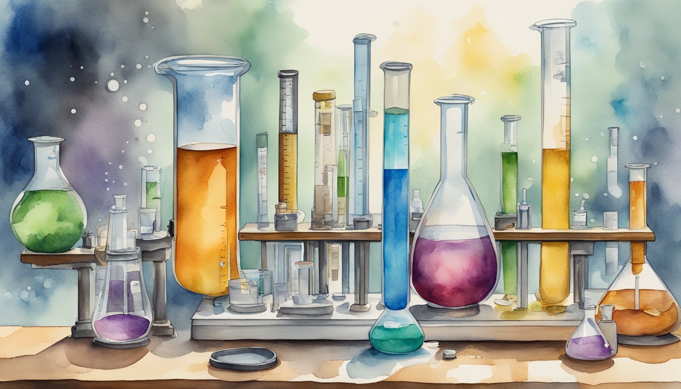 A bubbling test tube sits on a lab bench, surrounded by beakers and measuring tools.</p><p>A chemical reaction is evident as the catalase breaks down hydrogen peroxide