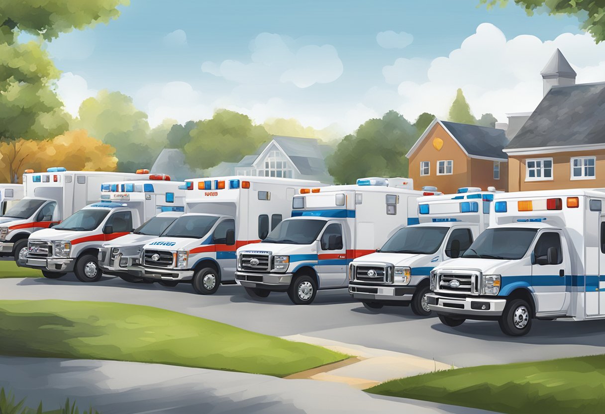 Ambulância Básica: Guia Essencial para Atendimento de Emergências 6 Ambulances parked at an event with basic ambulance service