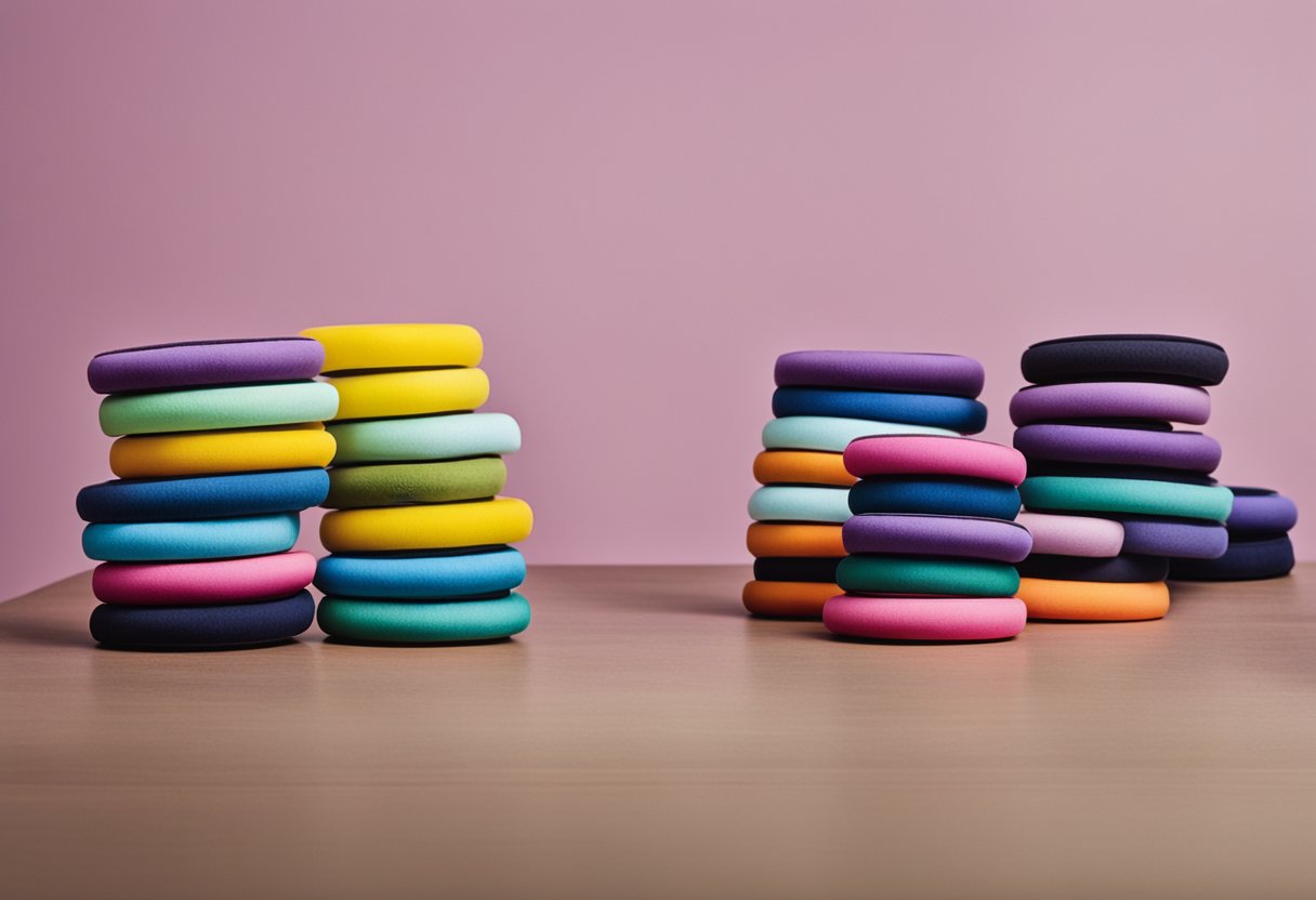 A stack of colorful hair rollers arranged neatly on a table