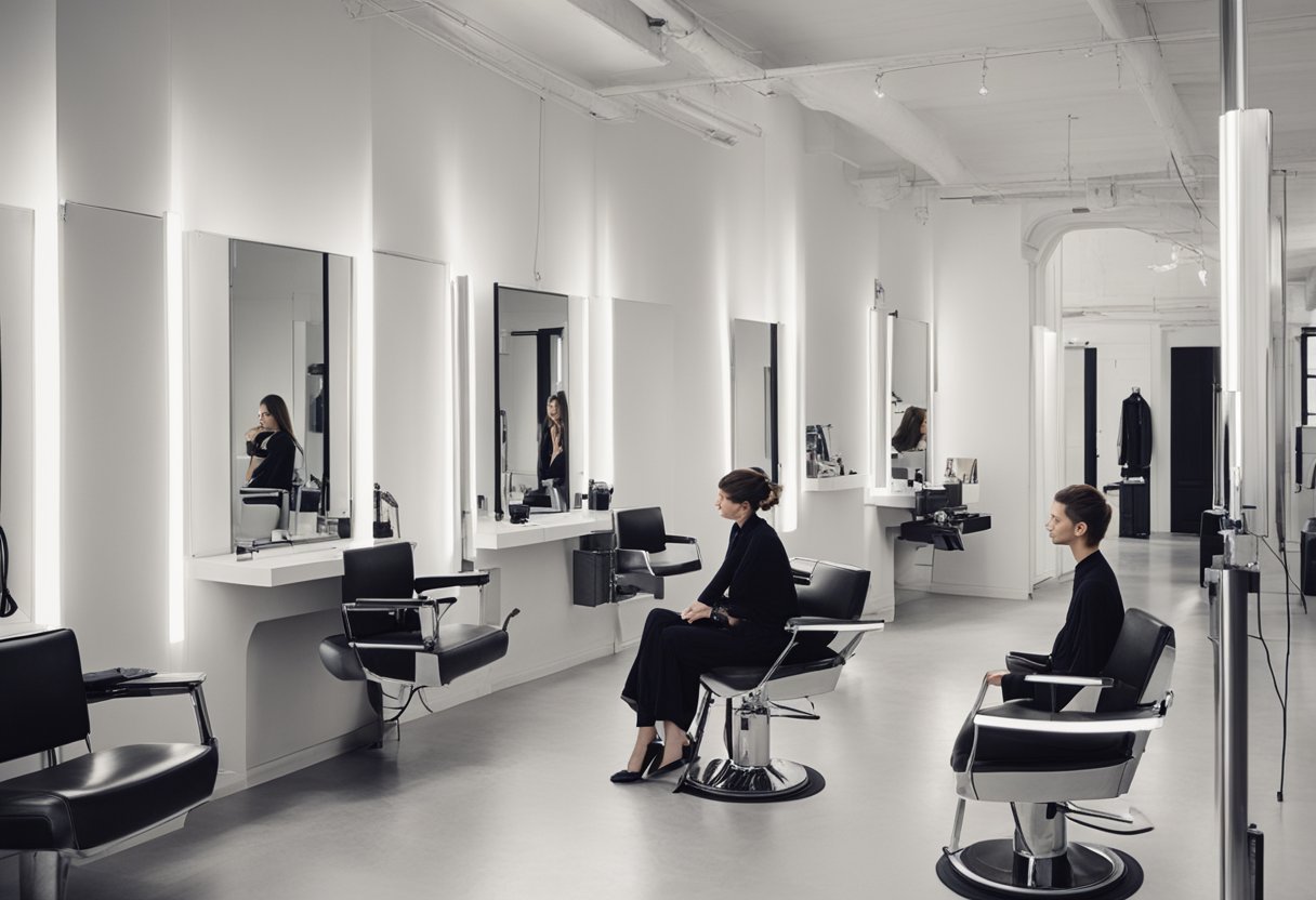 The Salon is filled with modern hair salon tools and technology, including hairdryers, flat irons, and digital styling equipment