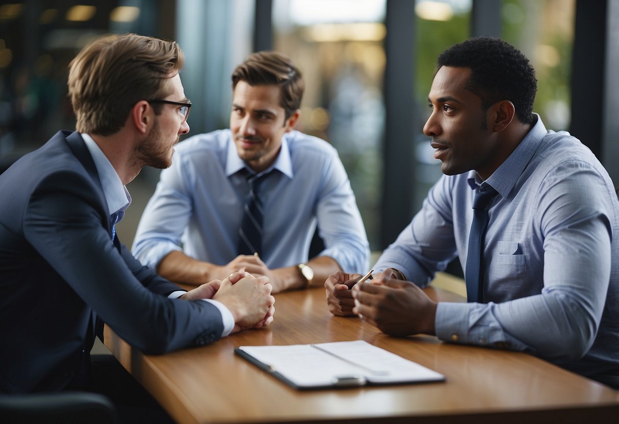 A group of professionals discussing public service market disputes