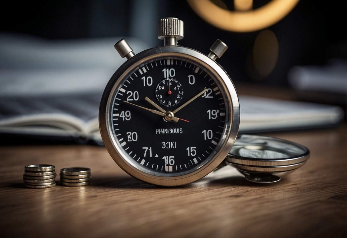 A stopwatch and a calendar with competition dates marked