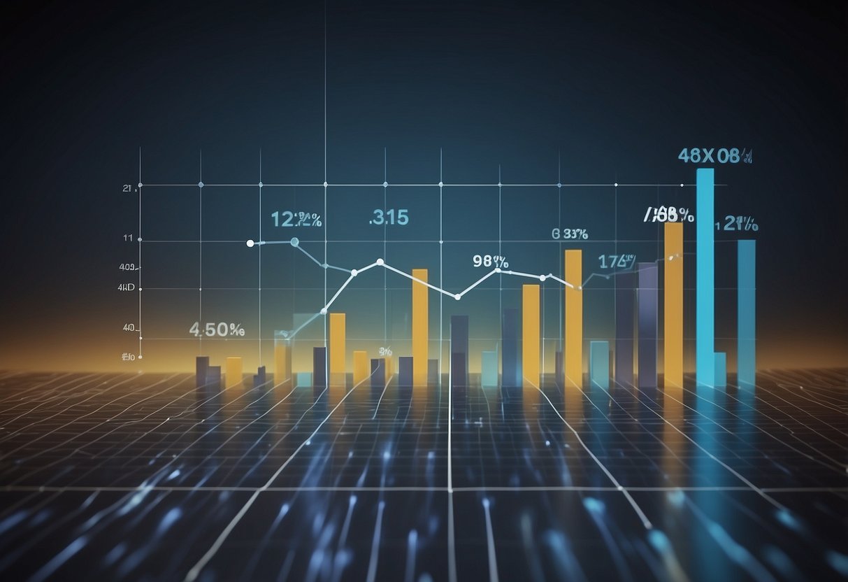 A line graph showing fluctuating trends over time, with a projected increase in the future