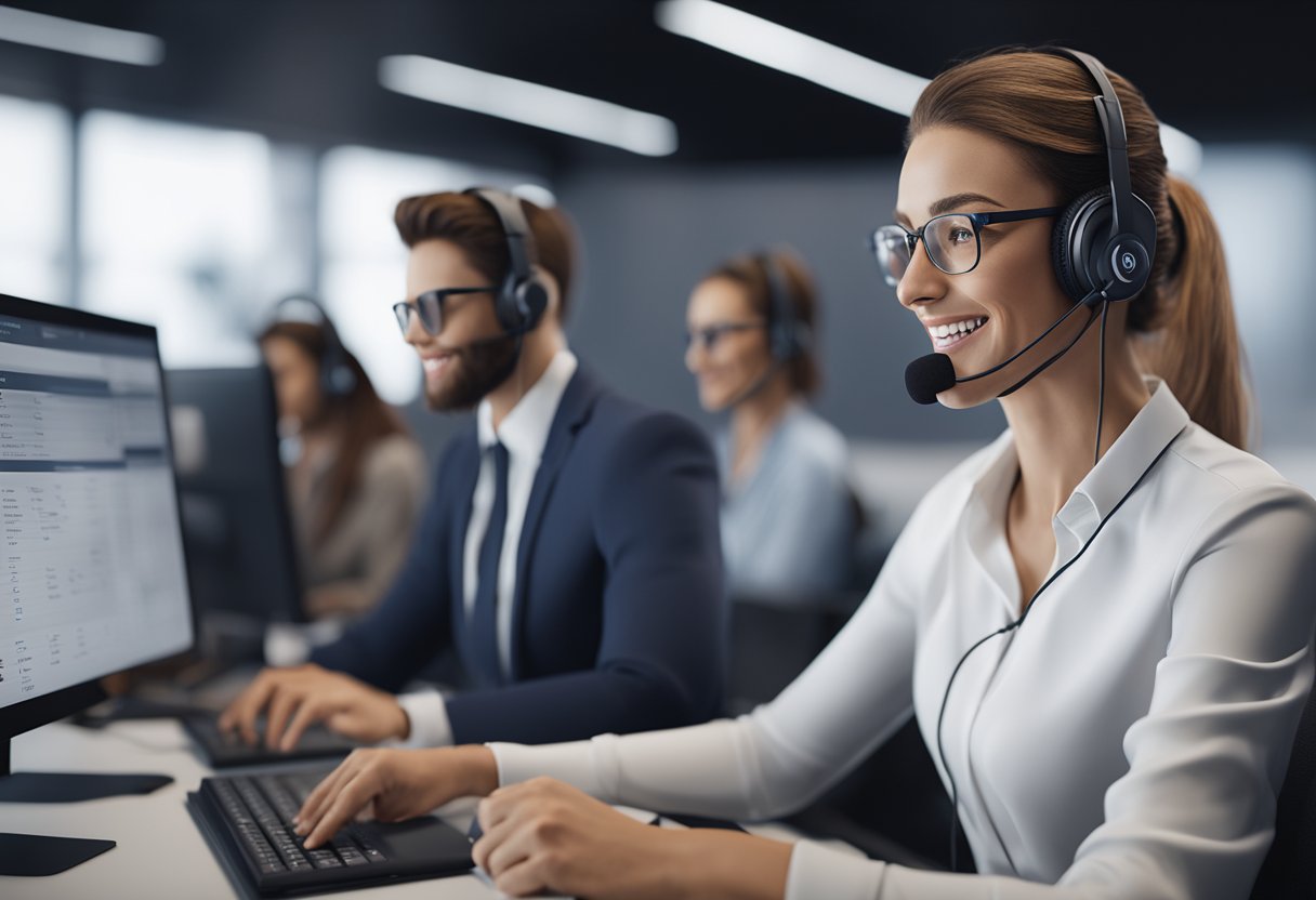 A call center agent seamlessly accessing customer data through integrated CRM and call center software