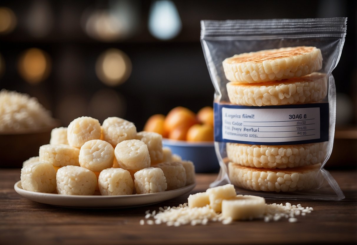 A stack of rice cakes with a glycemic index chart in the background