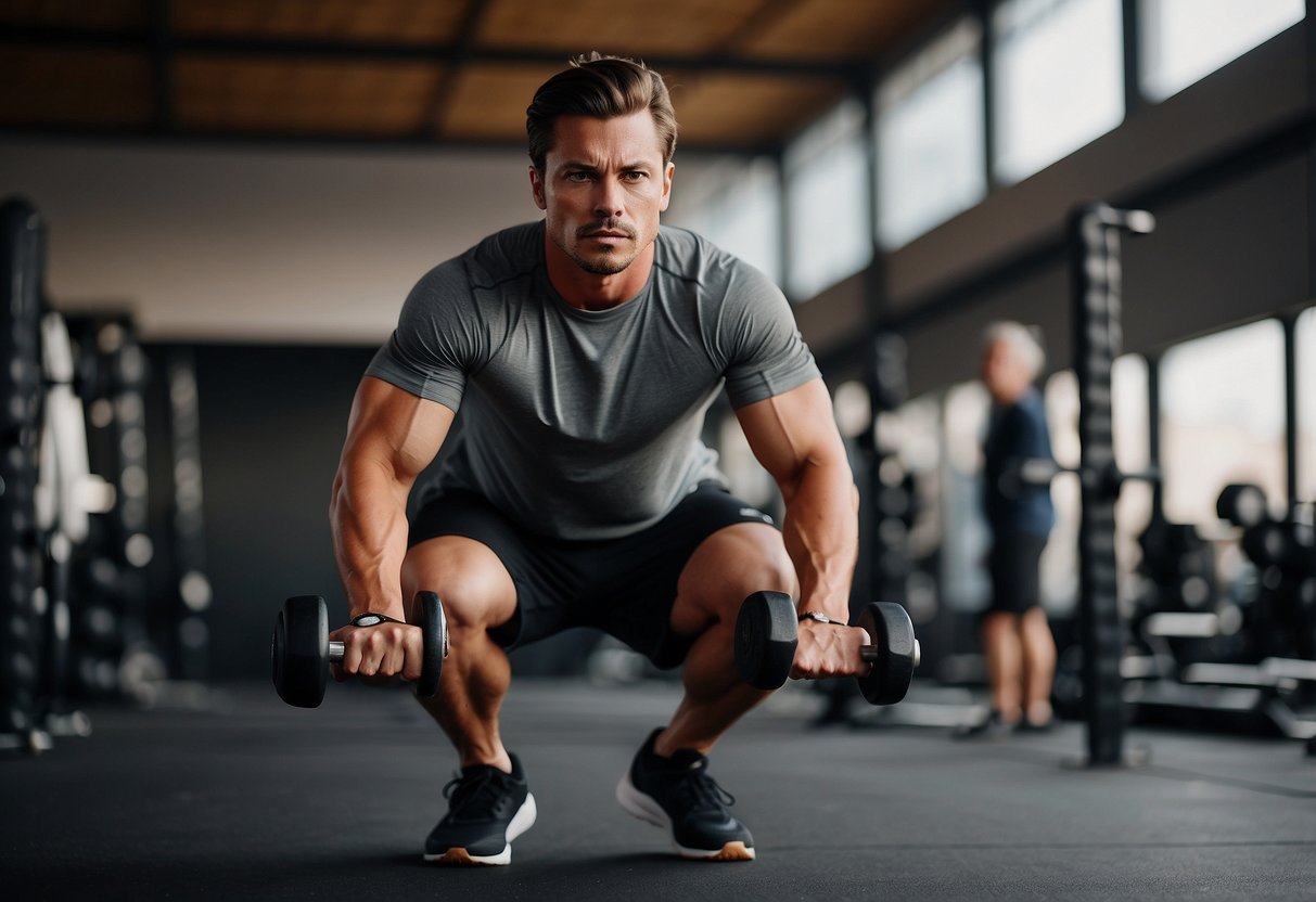 A person performing Tabata training, alternating between high-intensity exercise and rest periods