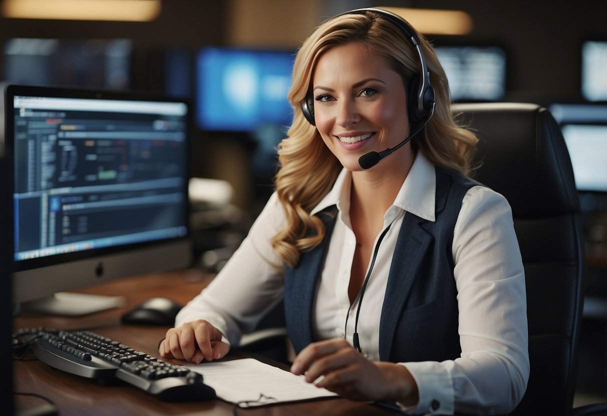 A customer service agent successfully resolving a customer's issue in one call