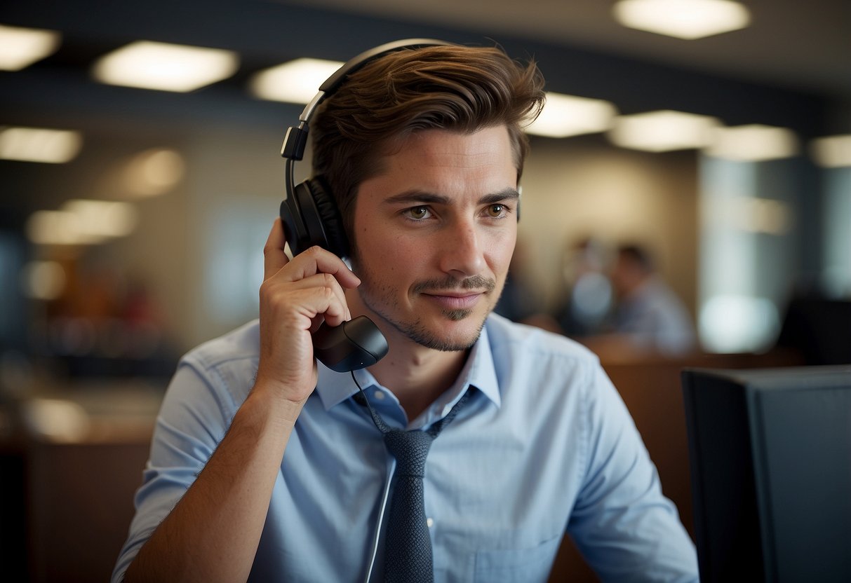 A customer service agent quickly resolves a customer's issue over the phone, leaving the customer satisfied