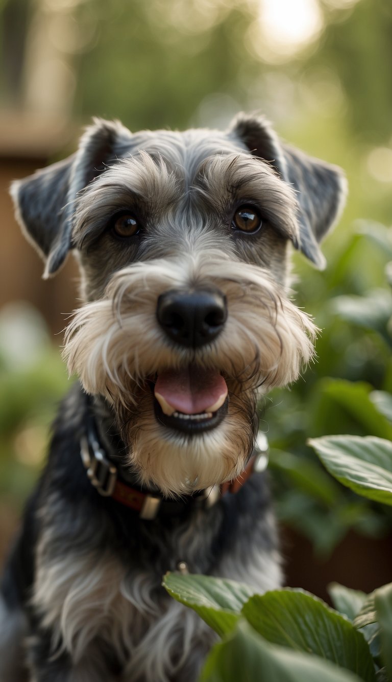 Schnauzers causing chaos: knocking over plants, barking at strangers, and chewing on furniture
