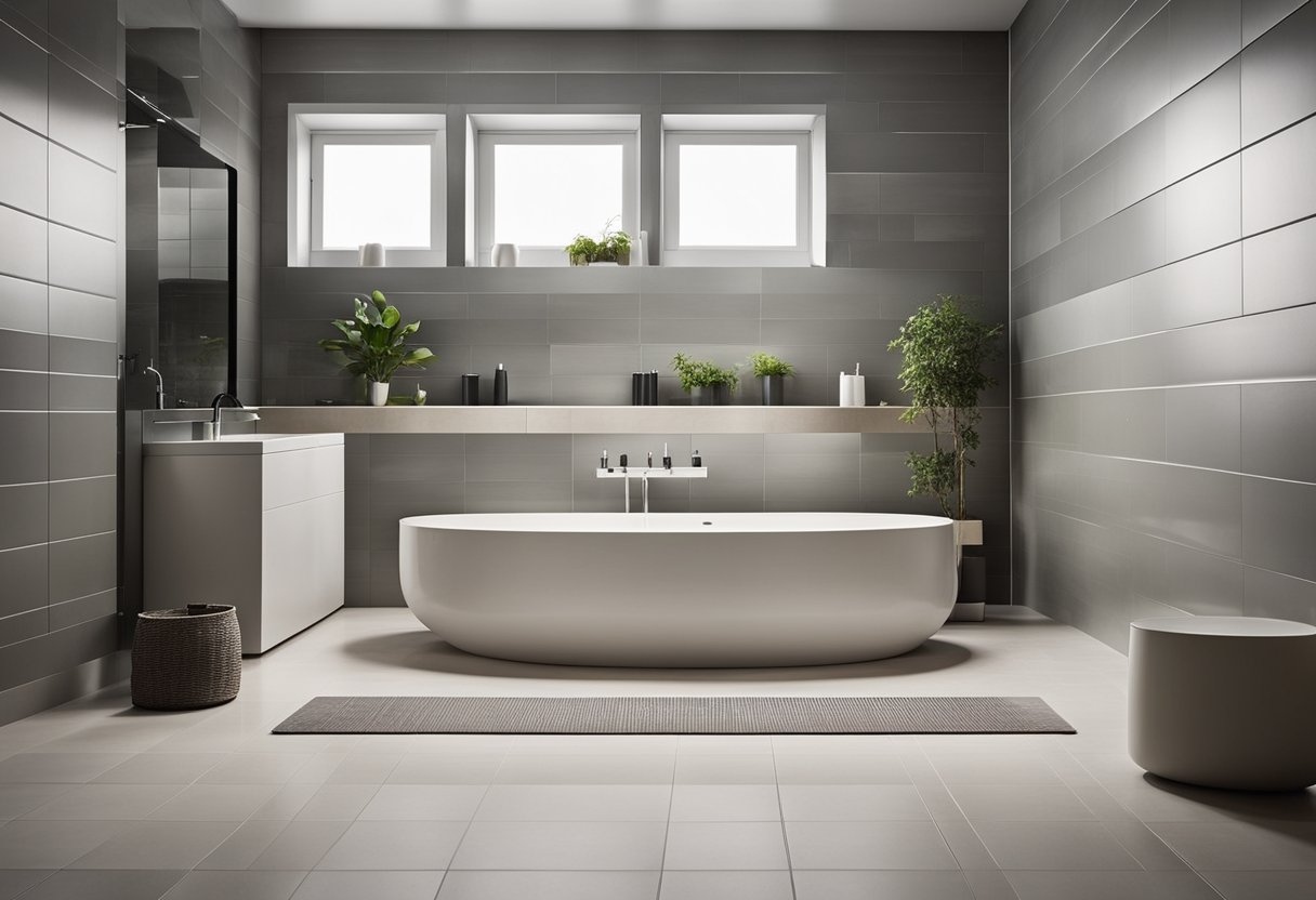 A bathroom with clean, dry surfaces. Ventilation prevents mold and mildew. No visible signs of mold or mildew on walls, tiles, or grout