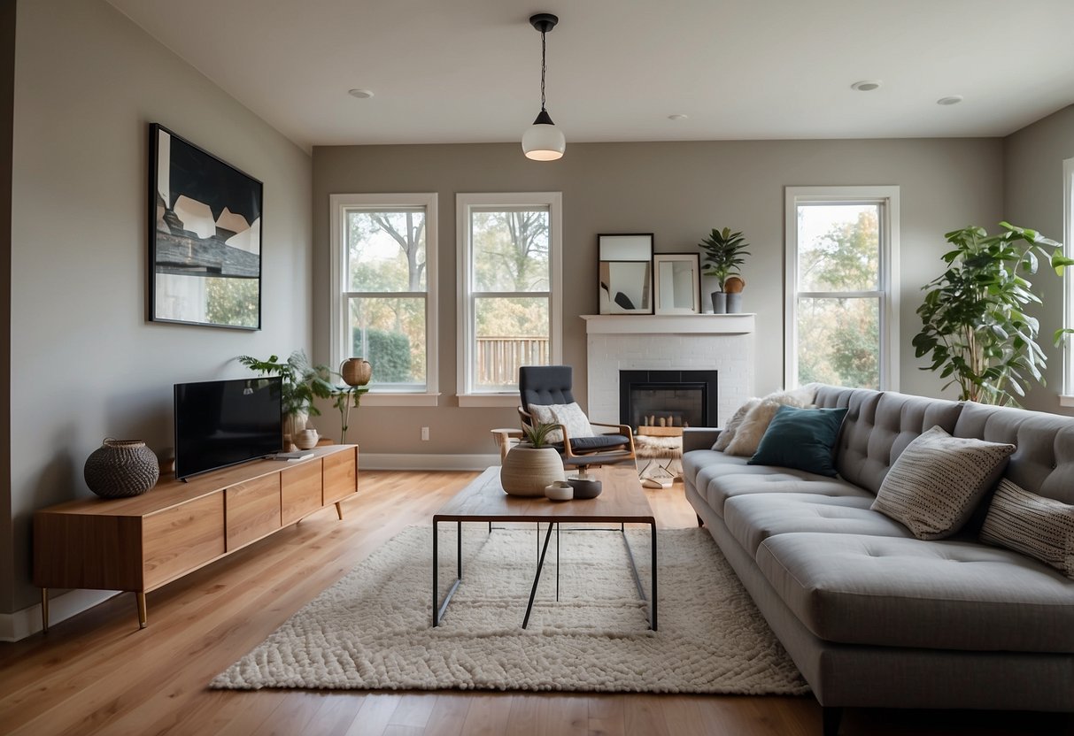 A modern, well-organized living room with custom-built furniture enhances a property's appeal for potential buyers or renters