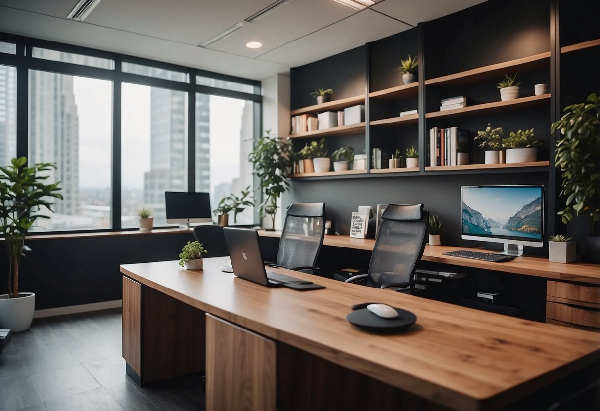 A well-organized office with optimized space, showcasing the benefits of custom furniture