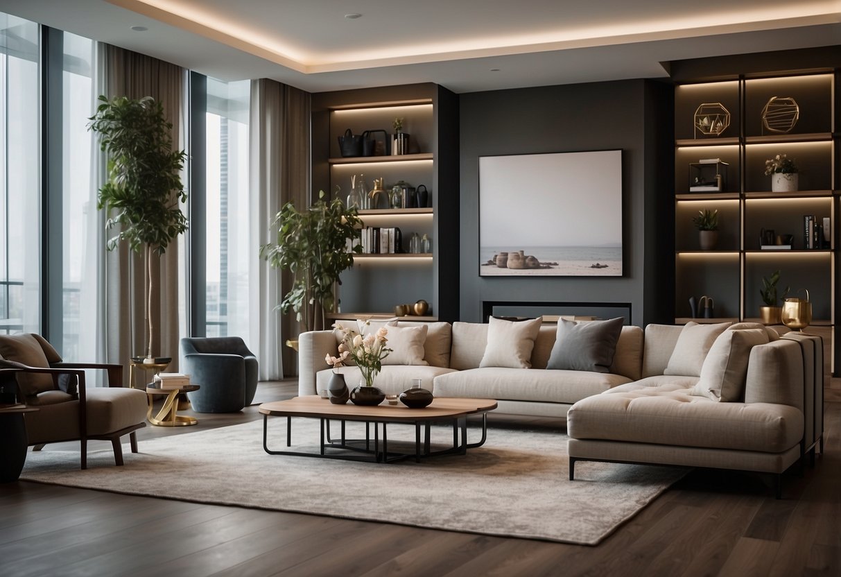 A modern, well-designed living room with custom-built furniture, creating a sense of luxury and increasing property value