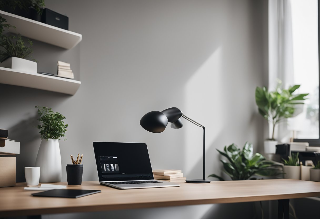 A clean, uncluttered workspace with minimalistic decor and a serene atmosphere