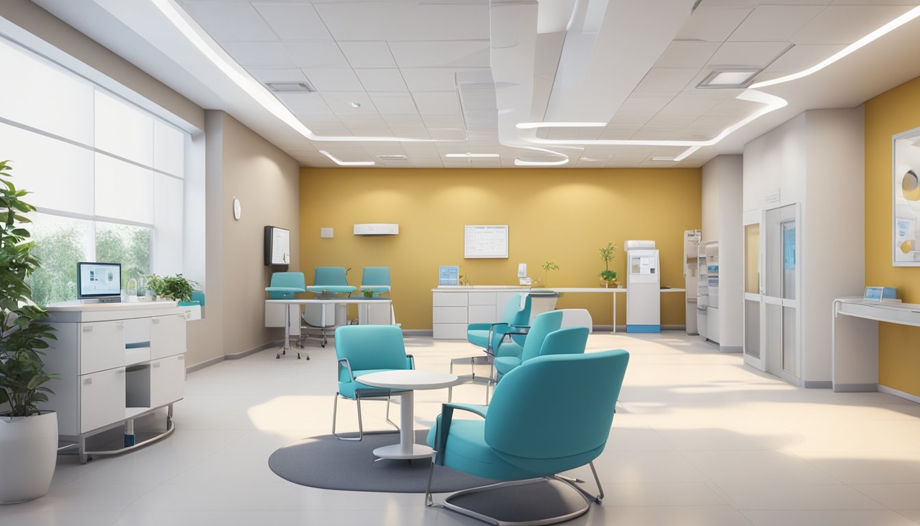 A modern, well-equipped cardiology clinic with a professional and welcoming atmosphere. The space is bright, clean, and organized, with comfortable seating and state-of-the-art medical equipment