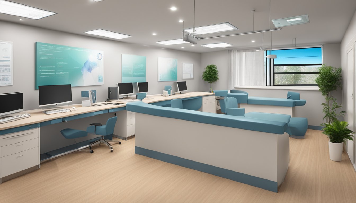 A modern cardiology clinic with Dr. Bernard Kwok's name displayed prominently. The clinic exudes professionalism and expertise
