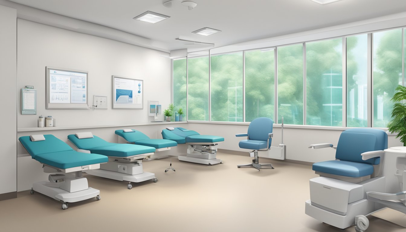 A modern clinic with Dr. Bernard Kwok's name prominently displayed. Clean and professional environment with medical equipment and comfortable seating