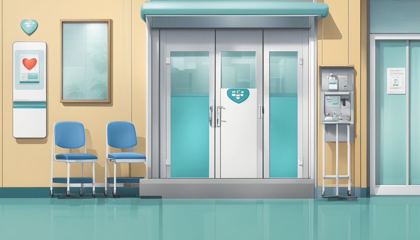 A modern clinic with Dr. Philip Koh Siam Soon's name on the door, featuring a heart motif and state-of-the-art medical equipment