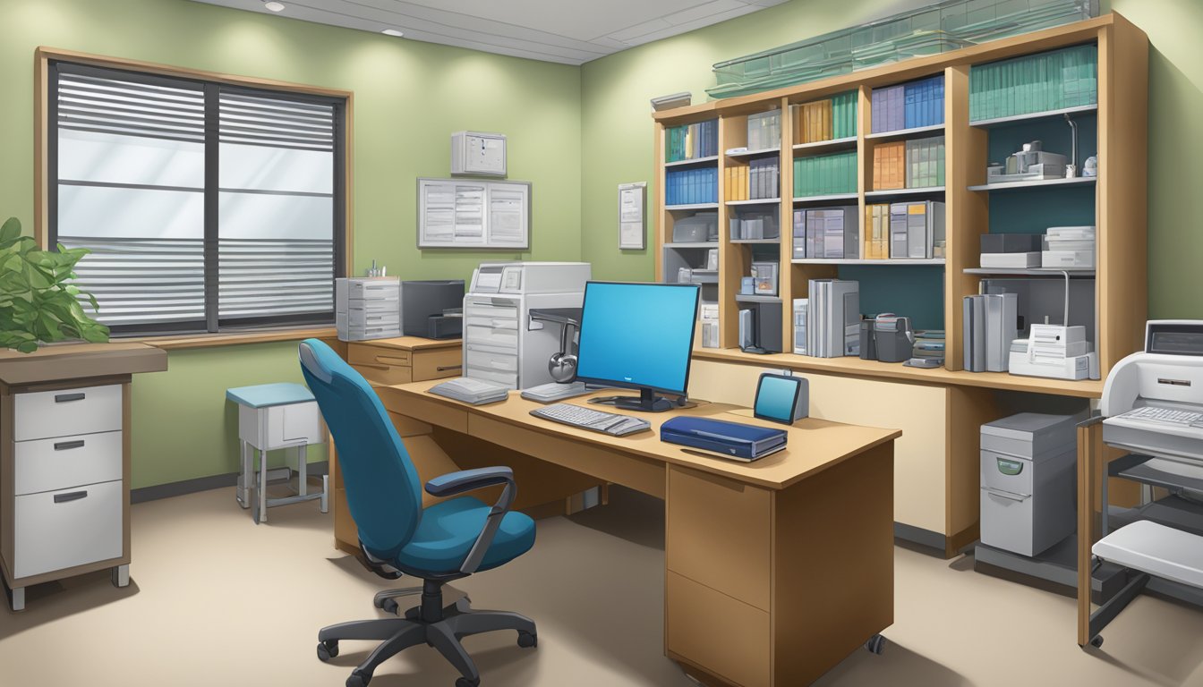 Dr. Julian Tan's office at Mt Elizabeth Medical Centre, with a desk, computer, and medical equipment