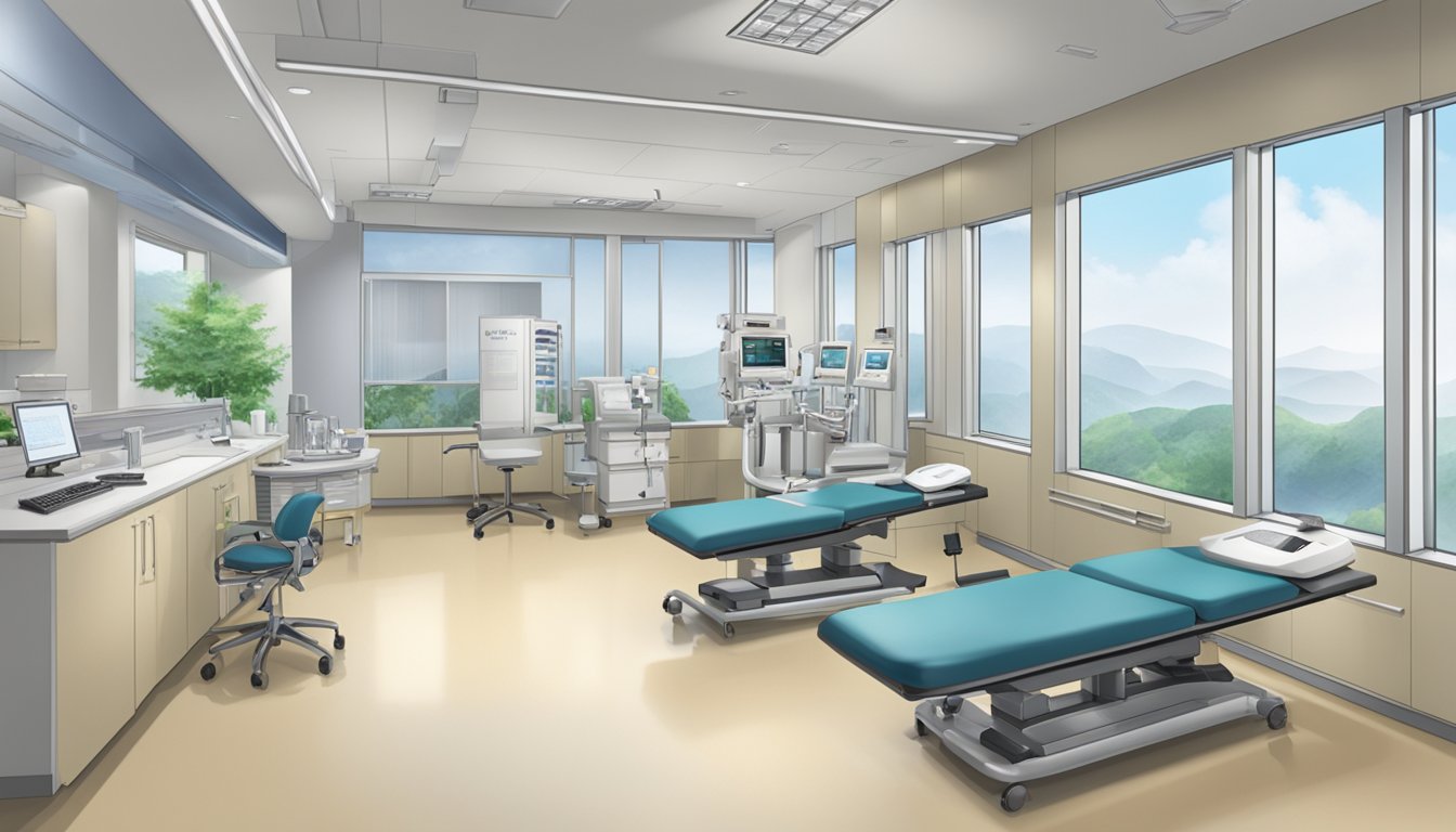 A modern, well-equipped cardiac centre with Dr. Leslie Lam's name prominently displayed. Clean and professional environment