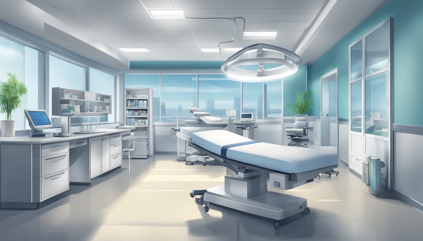 A modern medical facility with state-of-the-art equipment and a calming atmosphere, reflecting professionalism and expertise