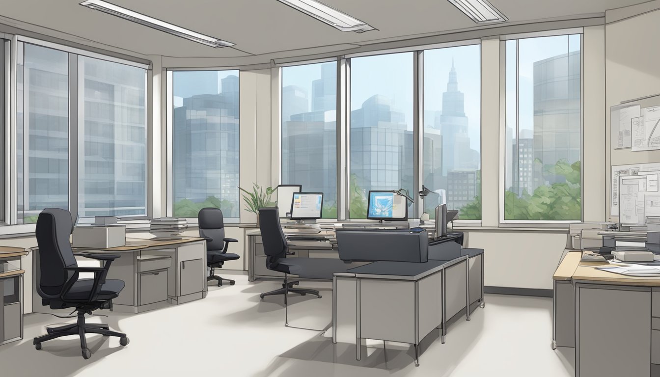 A modern, clean office with the name "Gramercy Heart and Vascular Centre" displayed prominently. A sign with "Dr Nikolas Wanahita - SG Cardiologist" and operating hours posted nearby