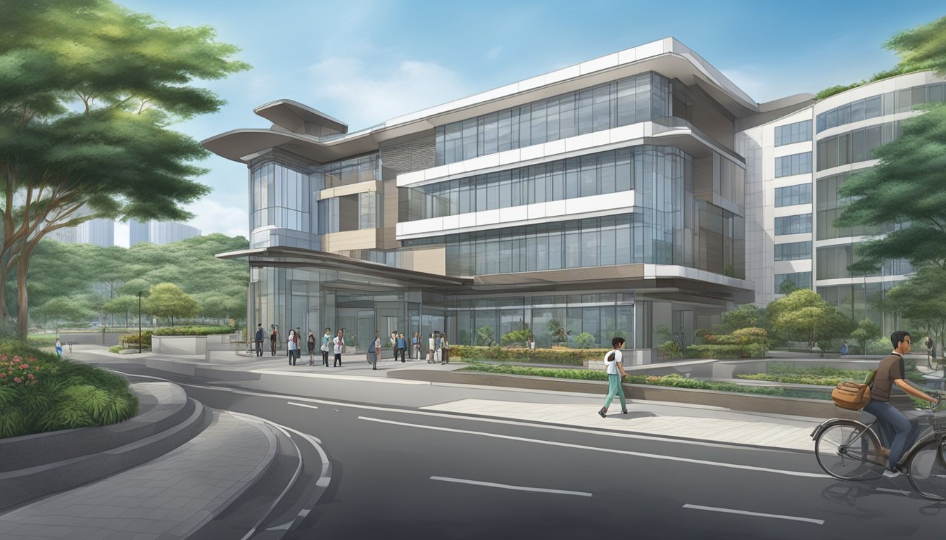 A modern and welcoming heart center with the name "Jireh Heart Centre" prominently displayed, along with contact information and operating hours for Dr. Alvin Ng Chee Keong, a cardiologist based in Singapore