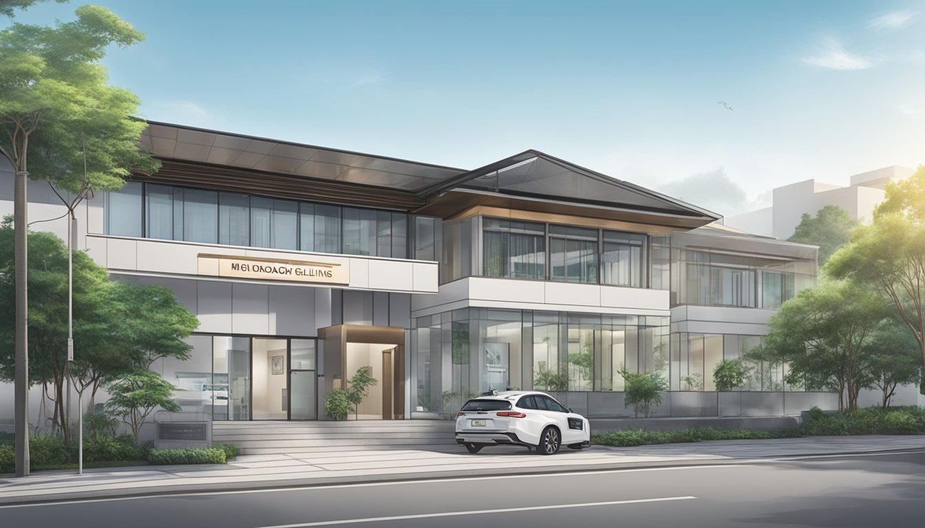 A modern cardiology clinic with Dr. Ong Sea Hing's name displayed prominently, located in Farrer, Singapore
