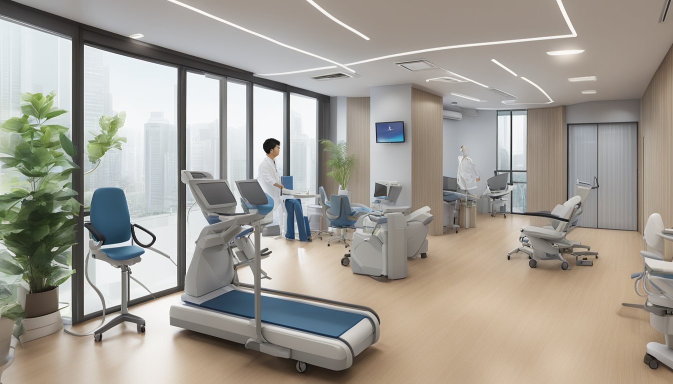 A modern, sleek clinic with a prominent sign: "Dr. Jason See Jia Hao - The Cardio Clinic @ Farrer | SG Cardiologist."