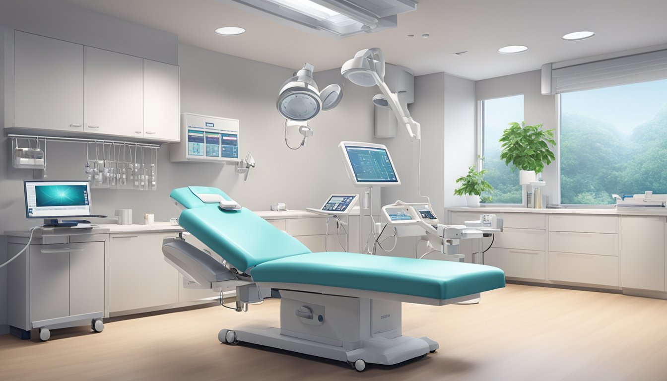A modern clinic with state-of-the-art equipment and a calming atmosphere, where patients receive expert care from cardiologist Dr. Jason See Jia Hao