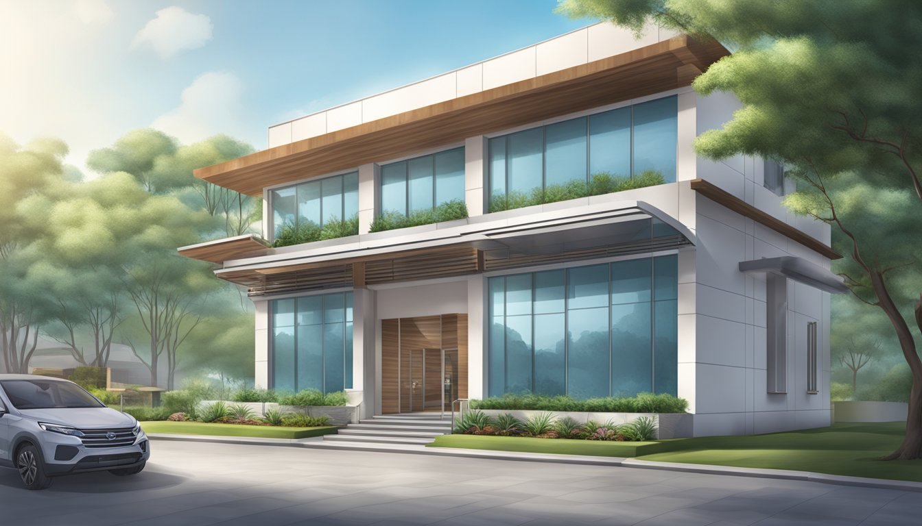 A modern and clean clinic with a prominent sign displaying "Dr Lim Tiong Keng - The Heart Specialist Clinic | SG Cardiologist"