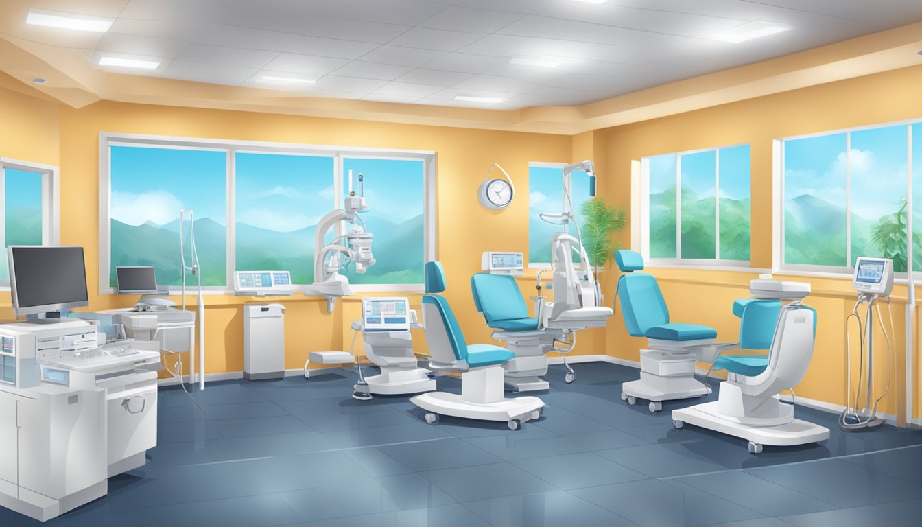A modern, state-of-the-art cardiology center with advanced equipment and a calming atmosphere