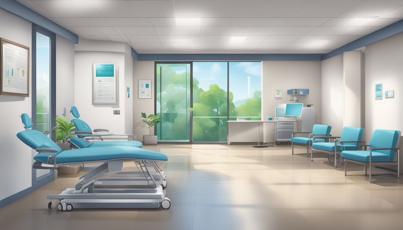 A modern medical clinic with Dr. Wong's name displayed. Clean, professional, and inviting atmosphere with a focus on cardiac and medical services