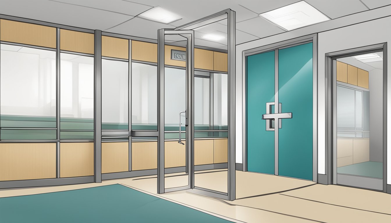 A modern medical office with Dr. Ng Moi Pen's nameplate on the door at Mount Elizabeth Medical Centre