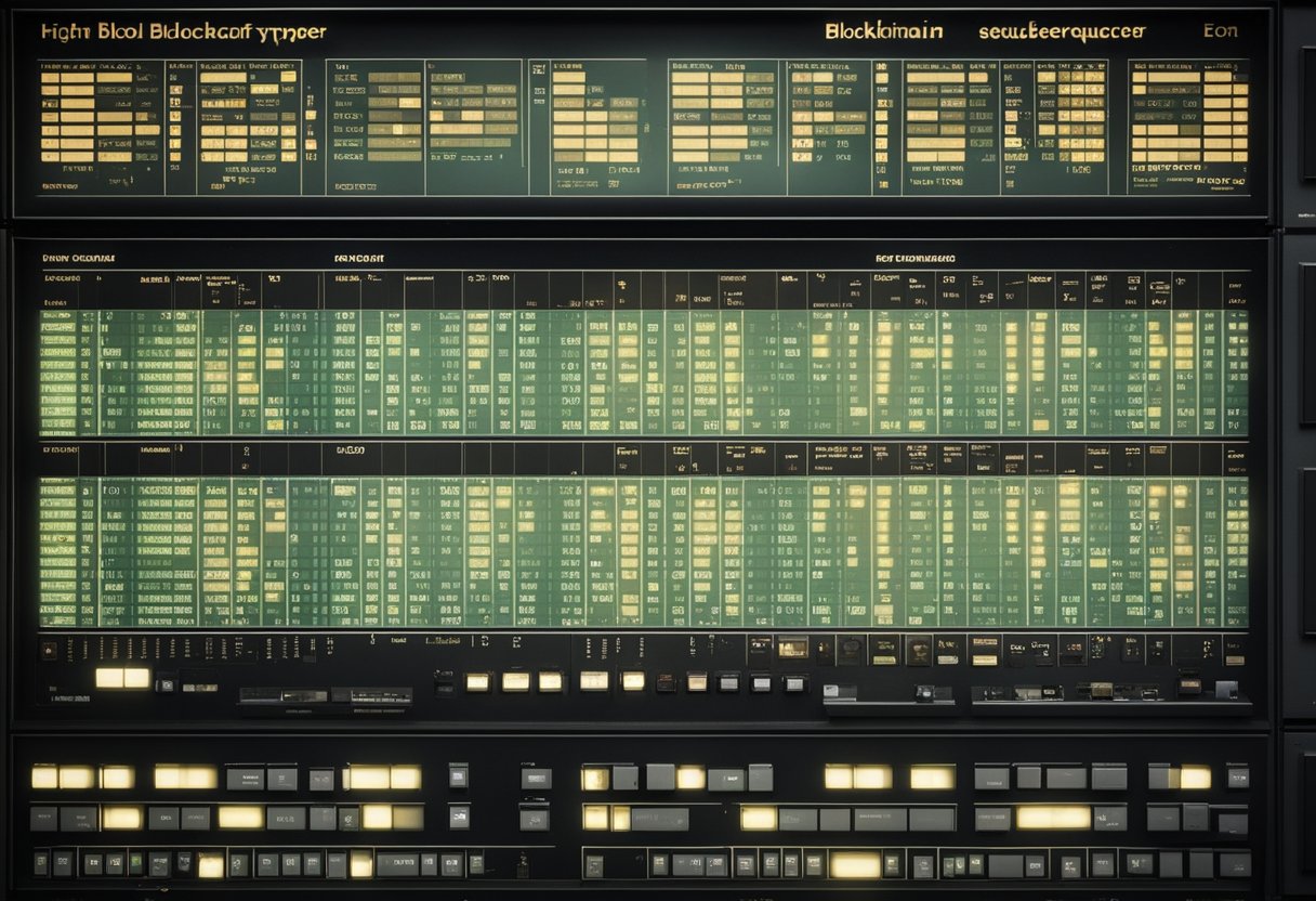 A series of different sequencer types, each labeled with their respective functions, are displayed on a digital screen, with the words "Blockchain Sequencer" highlighted in bold