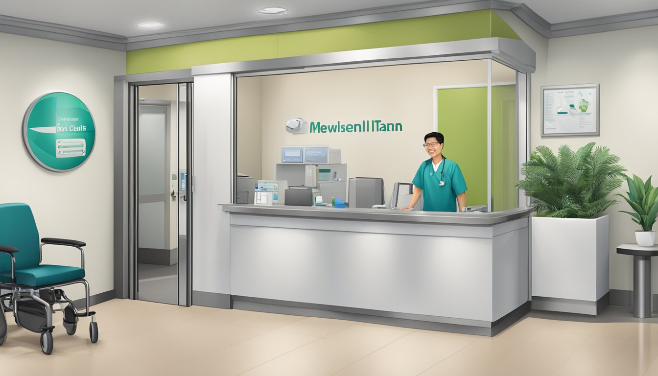 A modern clinic interior with Dr. Melvin Tan's name on the door, medical equipment, and a welcoming reception area