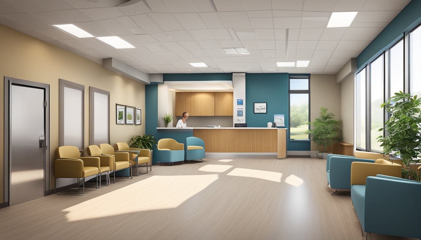 A modern, inviting cardiology practice with state-of-the-art equipment and a comfortable waiting area. The atmosphere is professional yet welcoming, with friendly staff ready to assist patients