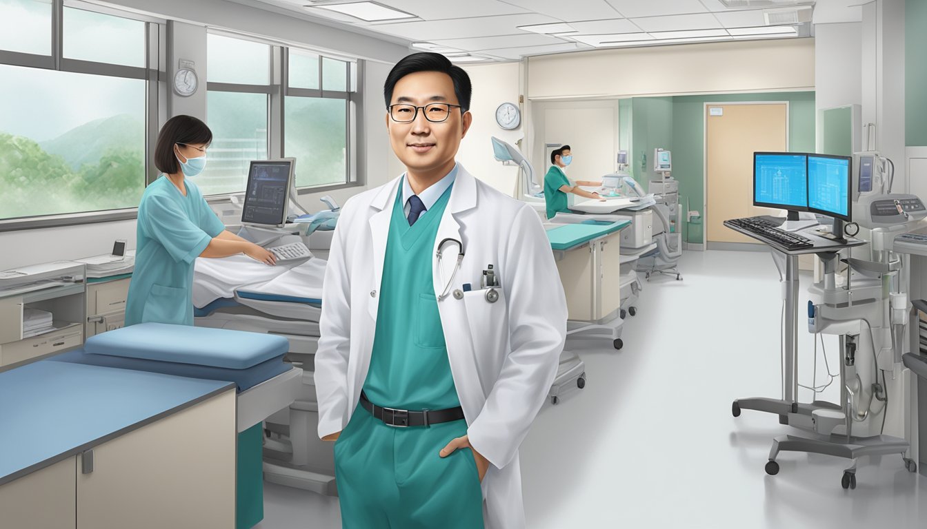 A cardiologist, Dr. Benji Lim Yaozong, at Changi General Hospital in Singapore, providing medical services