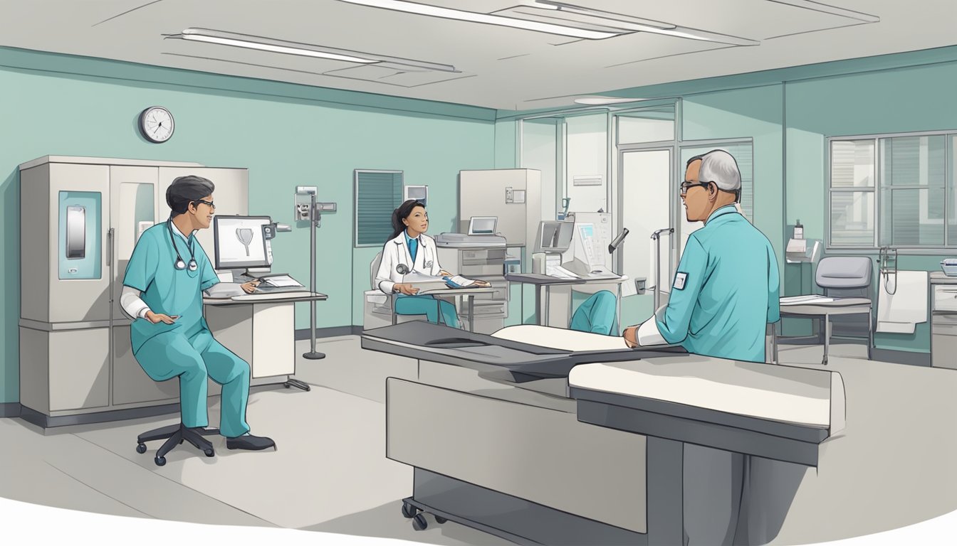 A cardiologist answering questions in a hospital setting