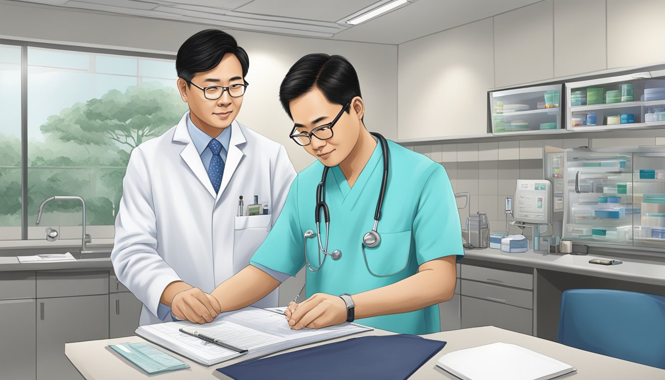 A cardiologist, Dr. Chai Siang Chew, at Changi General Hospital in Singapore, providing medical services