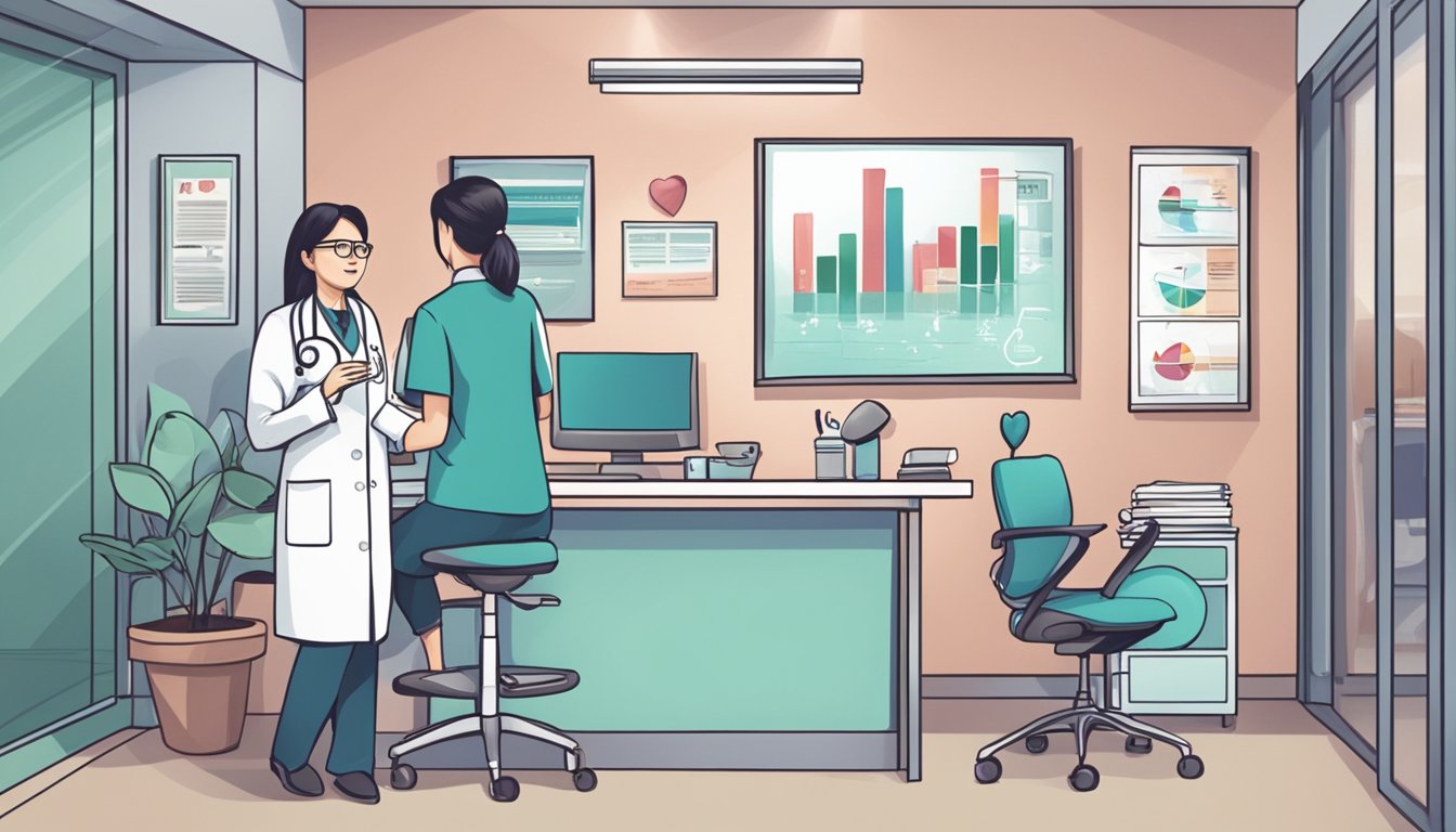 A cardiologist's office with a sign "Frequently Asked Questions Dr Deanna Khoo - The Heart Practice" in Singapore