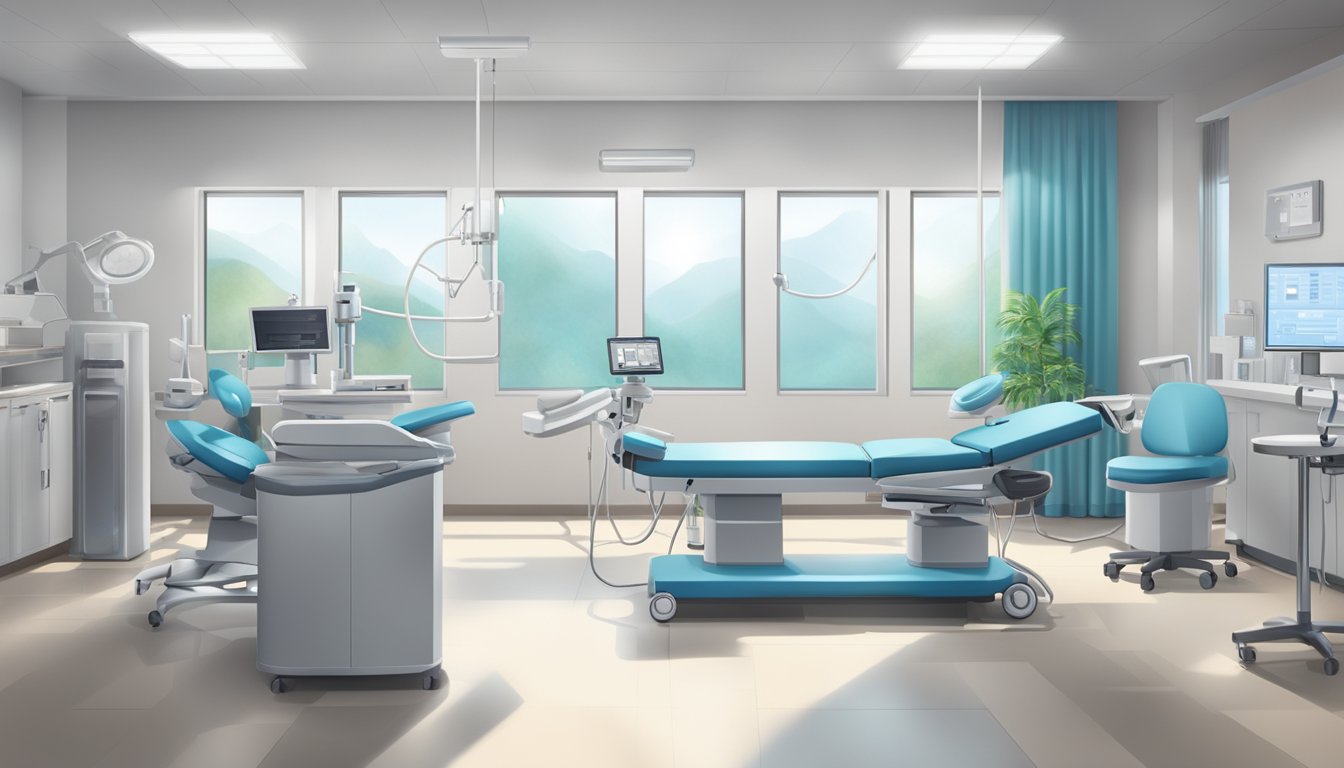 A modern, state-of-the-art cardiology center with advanced equipment and a calming atmosphere