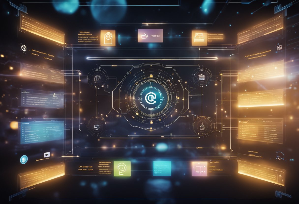 A top 10 list of blockchain oracle services displayed on a futuristic holographic interface, with sleek and modern visuals