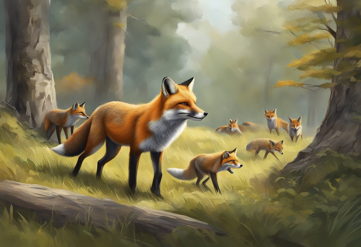 A fox outwitting a group of hunters