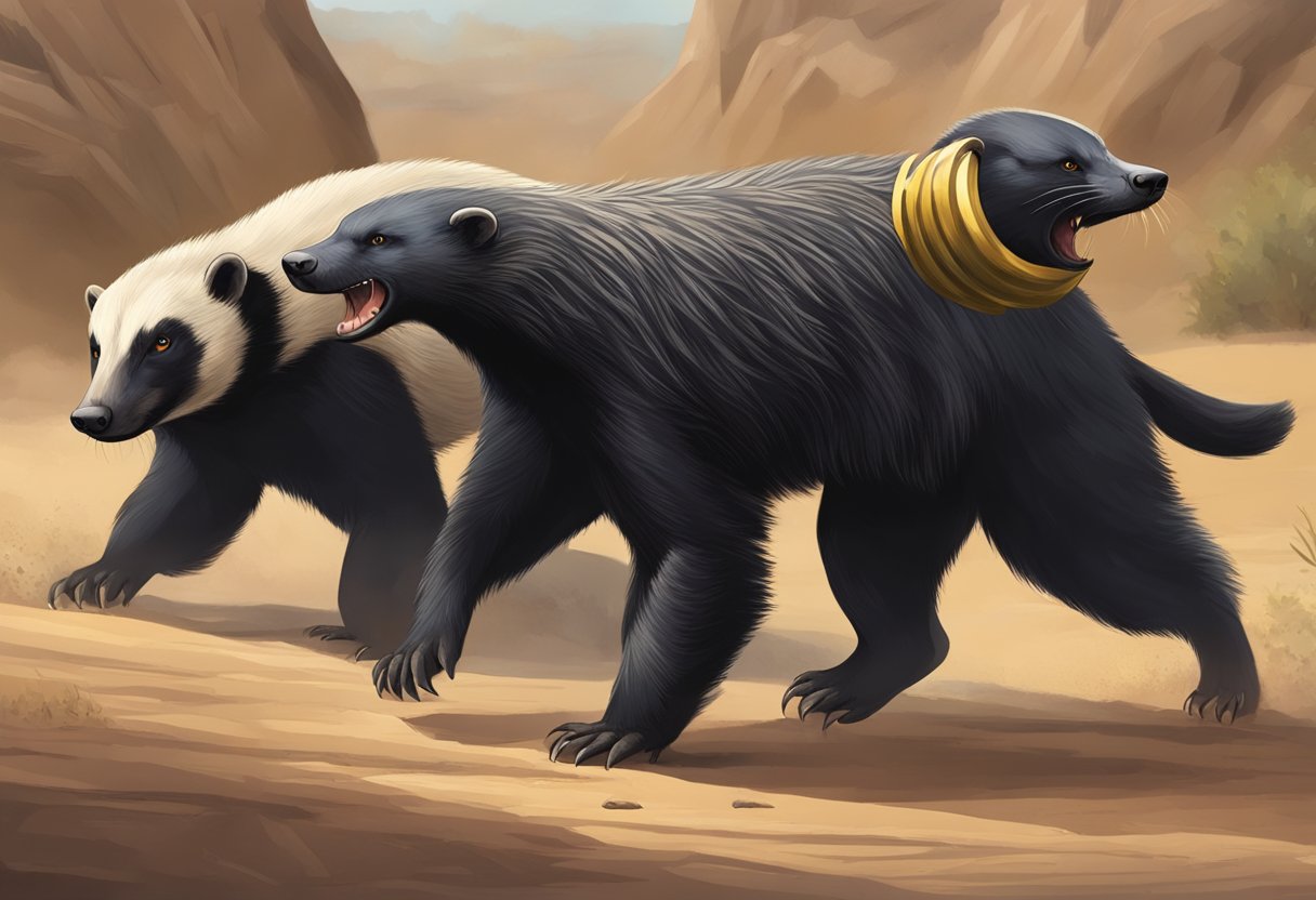 A honey badger confronts a group of humans, displaying its fearless nature