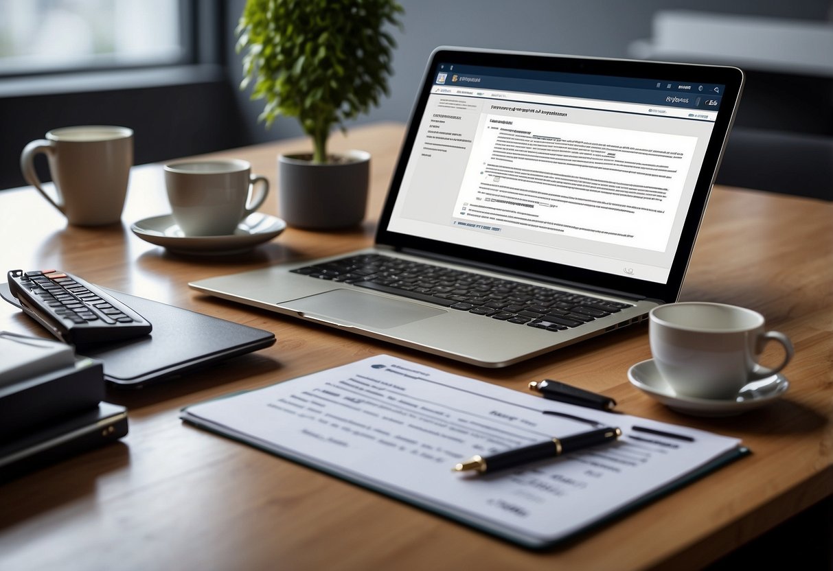 A table with a laptop, smart card reader, and electronic signature pad. A document is being electronically signed using eIDAS and RGS public procurement certificates