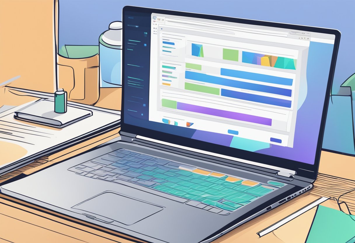 A laptop with a web browser open to the Instant Data Scraper website, showing the user interface and a sample data scraping process