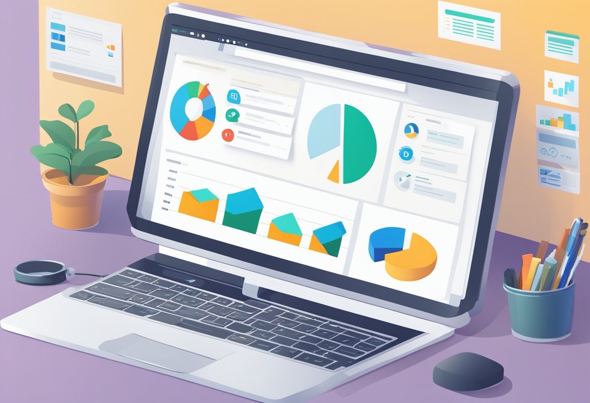 A computer screen displaying an email marketing dashboard with graphs and charts, surrounded by open tabs of advanced optimization techniques