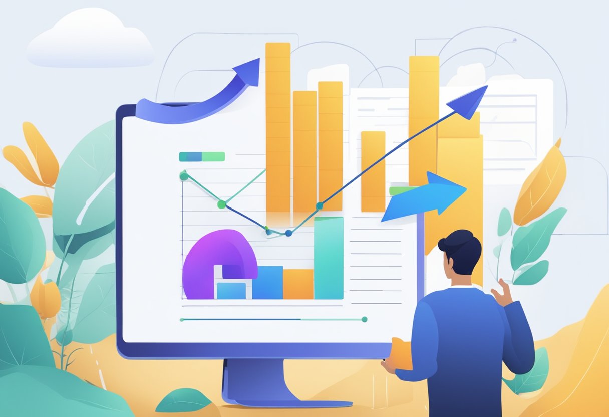 A graph showing a steady increase in email leads with a cost-effective solution highlighted. Data-driven decision-making is emphasized