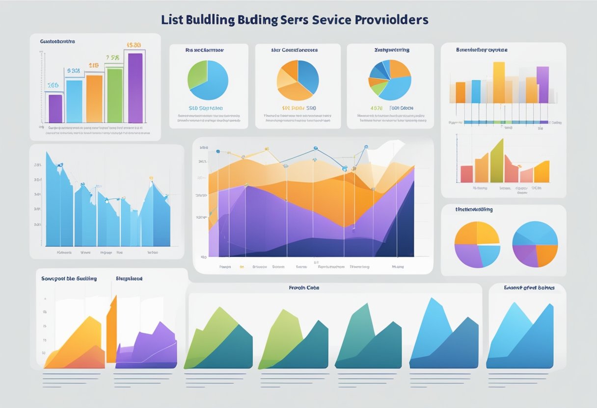 Various list building service providers are compared for ease of use and integration. Charts and graphs display the data for analysis